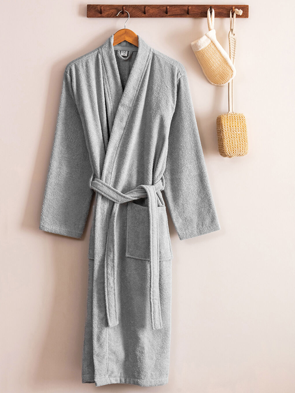 Plain V Neck Cotton Long Men's Bathrobe
