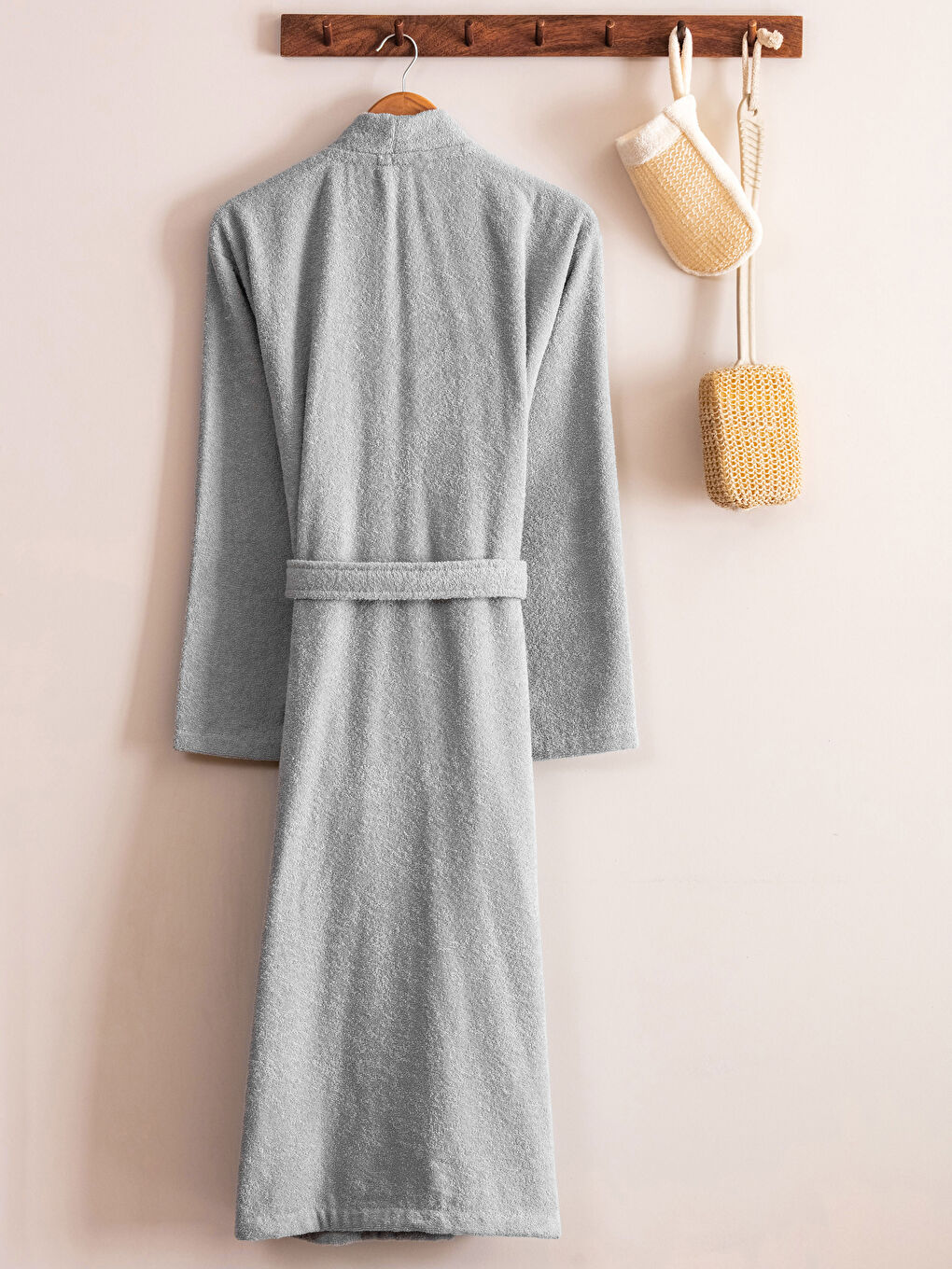 Plain V Neck Cotton Long Men's Bathrobe-1