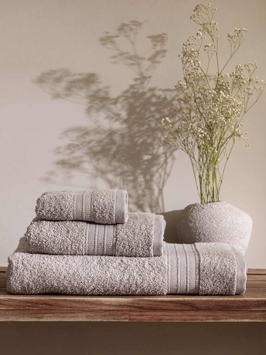 LCW HOME Plain Cotton Towel Set of 3 -W2EQ63Z8-DGA