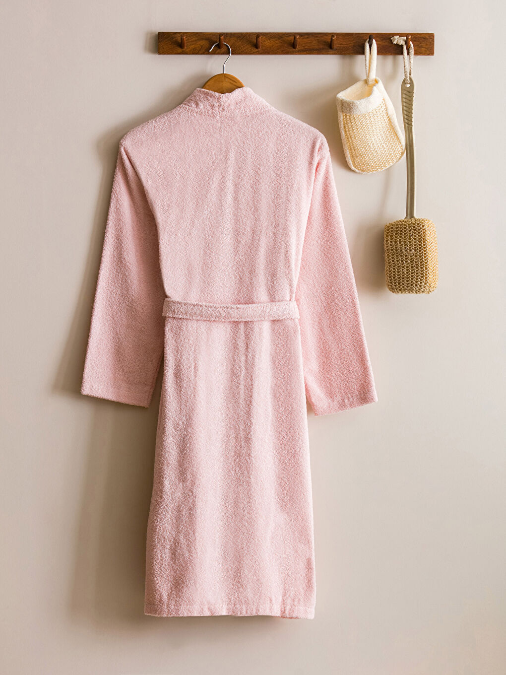 Plain Cotton Shawl Collar Women's Bathrobe-1