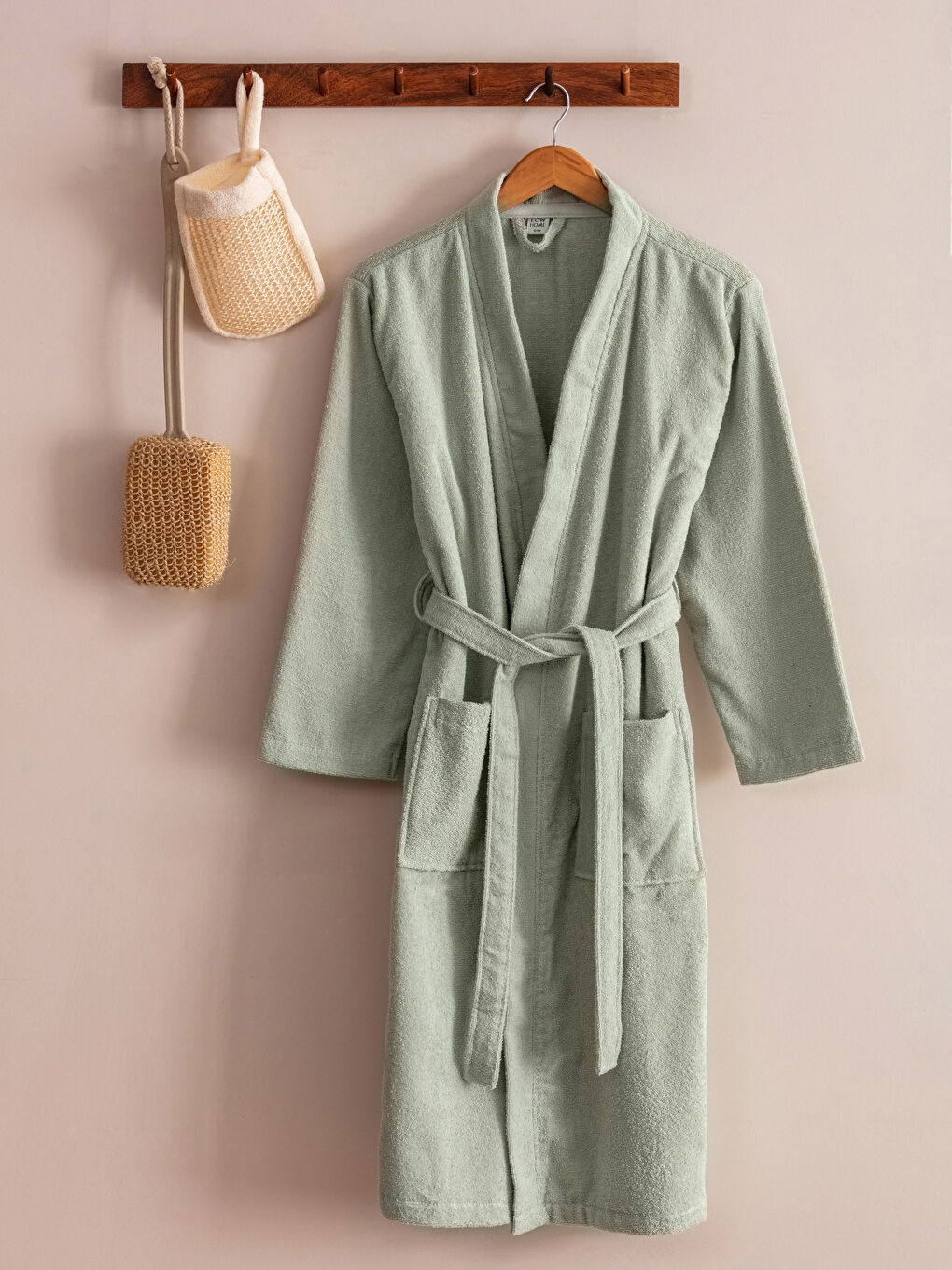 LCW HOME Plain Cotton Shawl Collar Women's Bathrobe -W2EQ64Z8-RR0