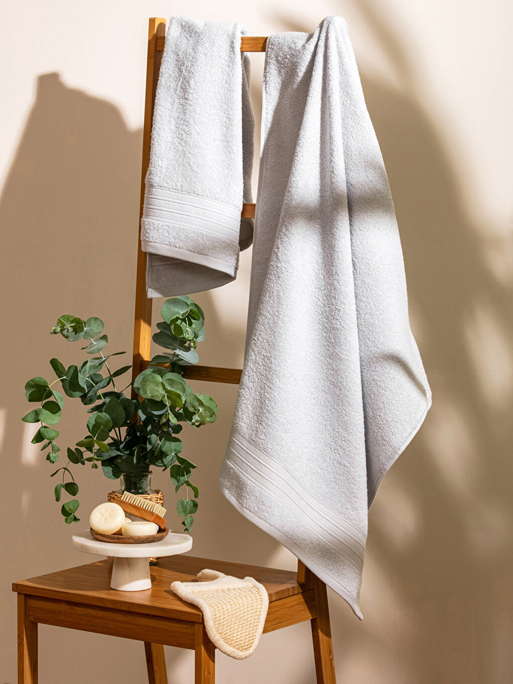 مجموعة فوط حمام قطن سادة - مجموعتين-1