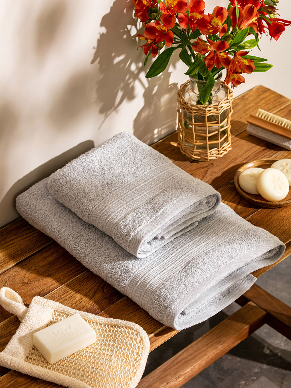 مجموعة فوط حمام قطن سادة - مجموعتين-2