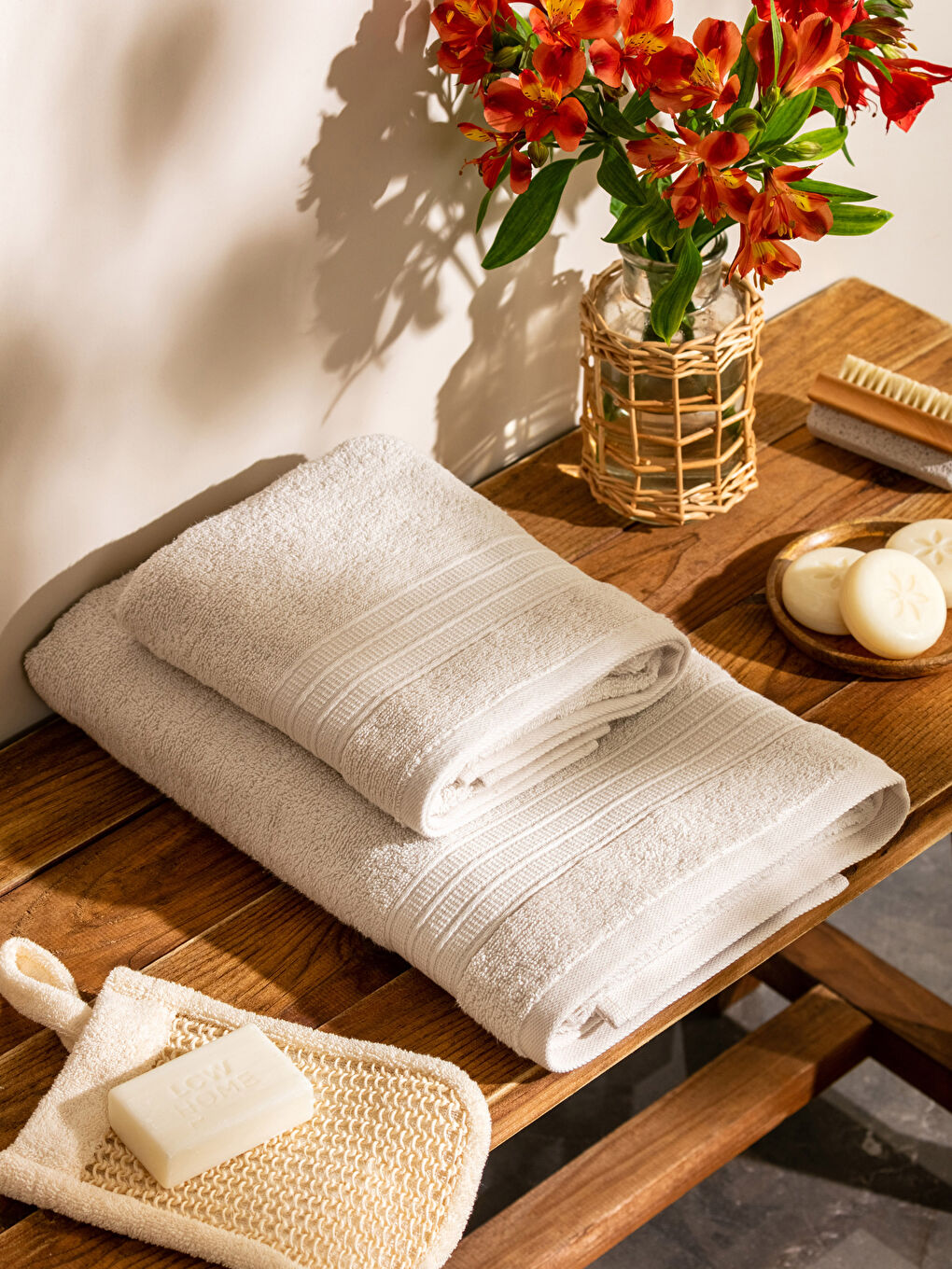Plain Cotton Bath Towel Set of 2