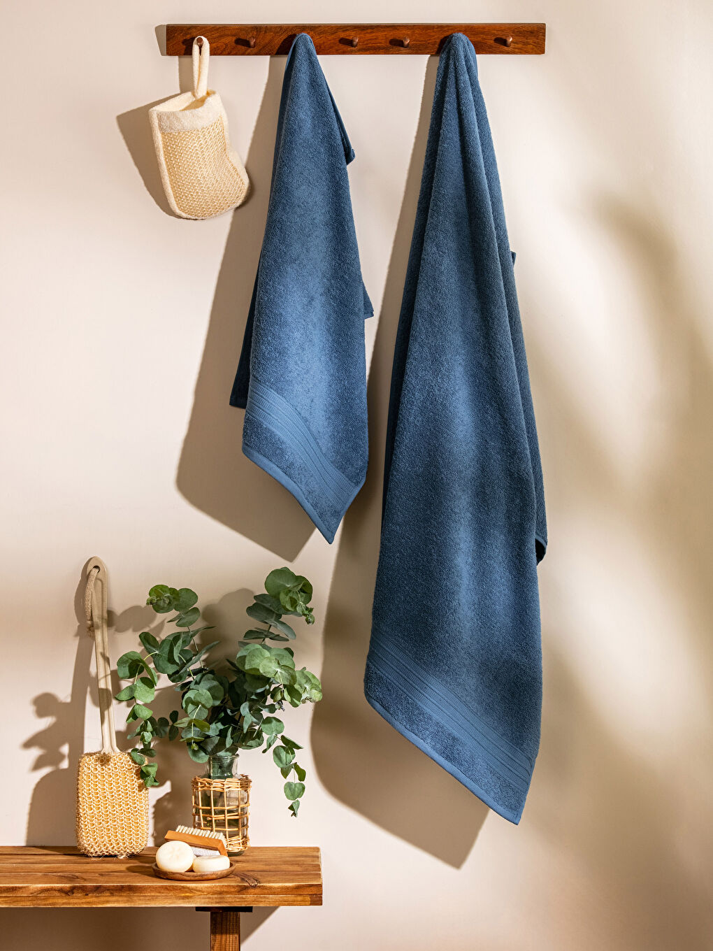 مجموعة فوط حمام قطن سادة - مجموعتين-1