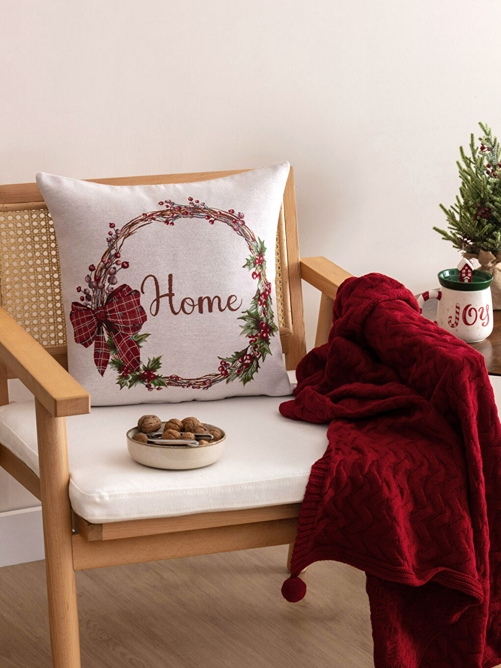 Karışık Jakarlı Kırlent Kılıfı 45x45 cm