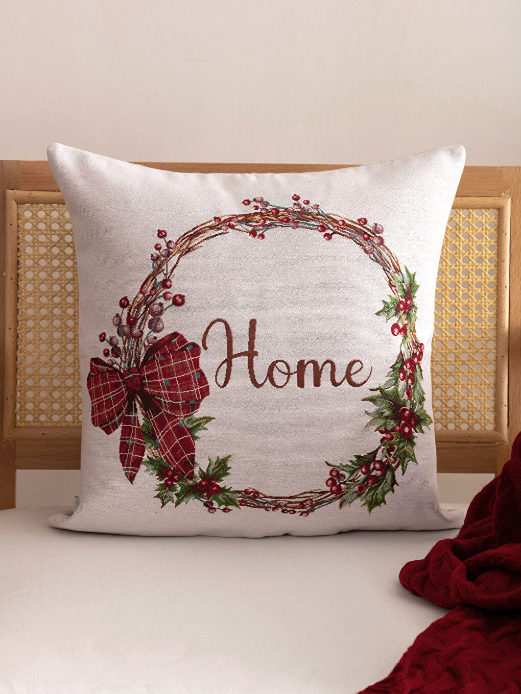 Karışık Jakarlı Kırlent Kılıfı 45x45 cm-1