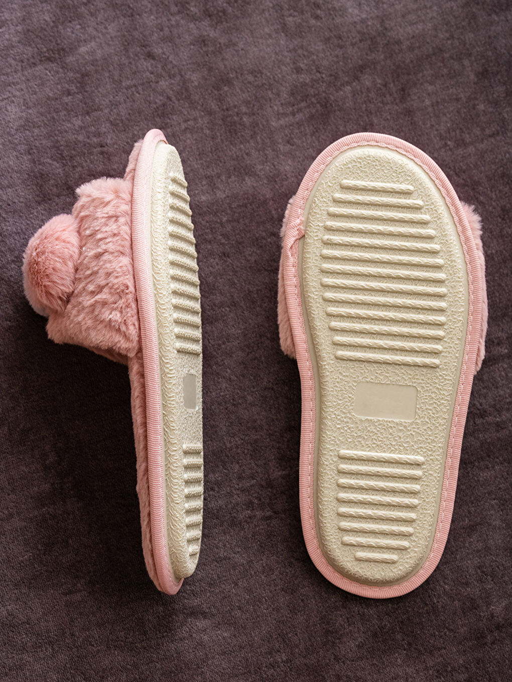 Домашние тапочки из плюша с помпоном для женщин-2