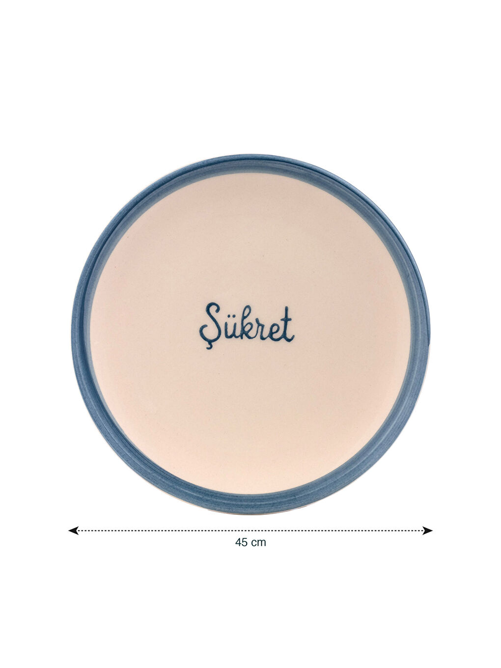 Lacivert Yazı Baskılı Seramik Pasta Tabağı 45 cm-3