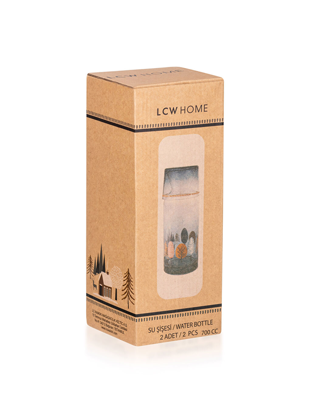 Lacivert Baskılı Bardak Kapaklı Cam Karaf Sürahi 700 ml-4