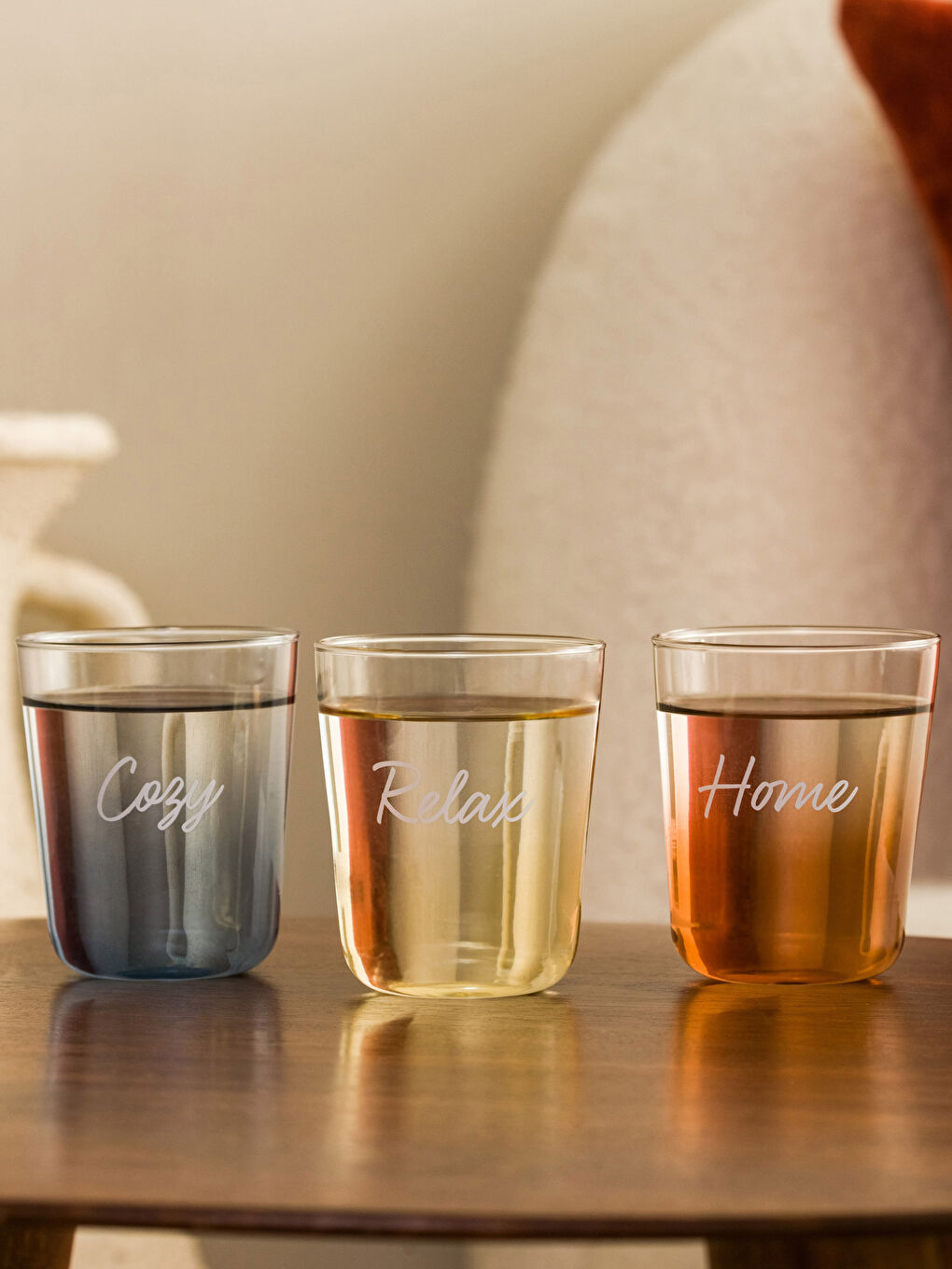 Lacivert Baskılı Cam Bardak 3'lü 315 ml