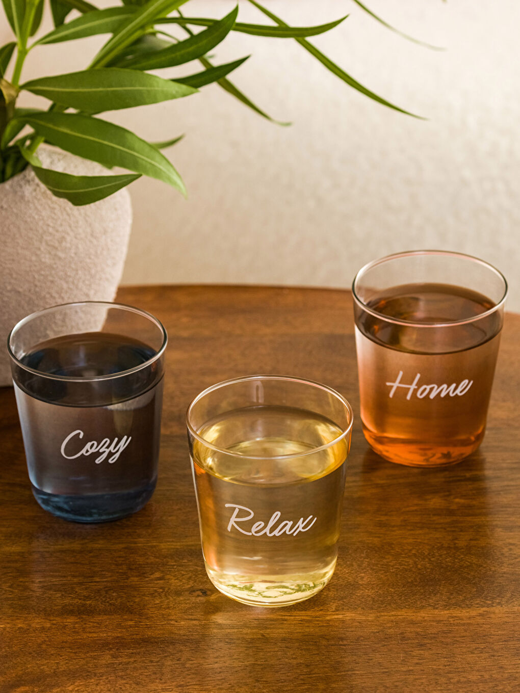 Lacivert Baskılı Cam Bardak 3'lü 315 ml-1