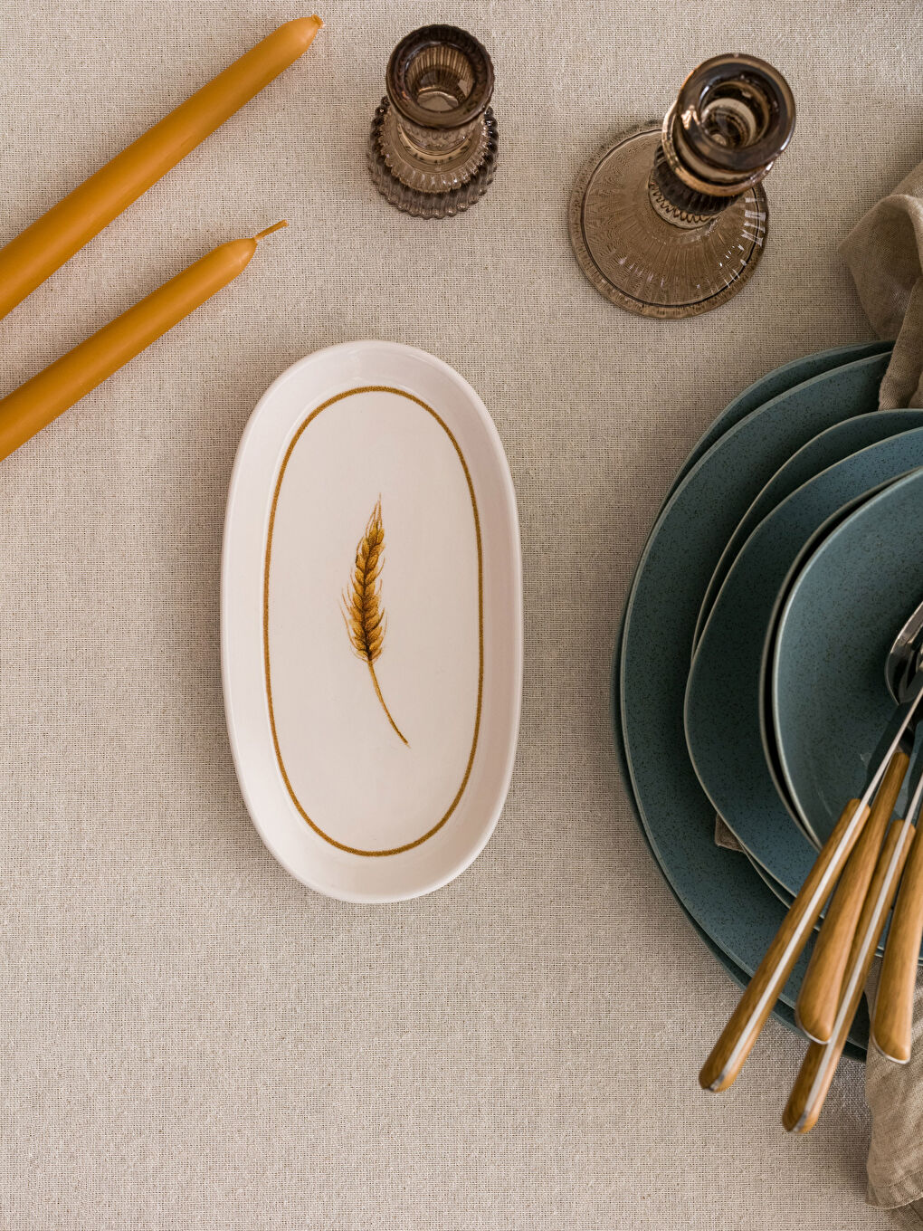 Karışık Baskılı Seramik Salata Sunum Tabağı 22 cm