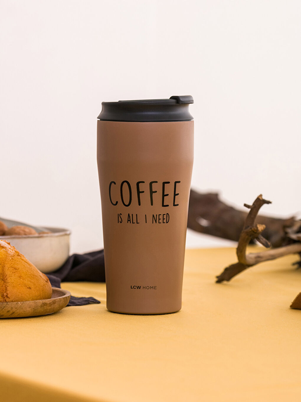 Kahverengi Baskılı Çelik Termos 400 ml