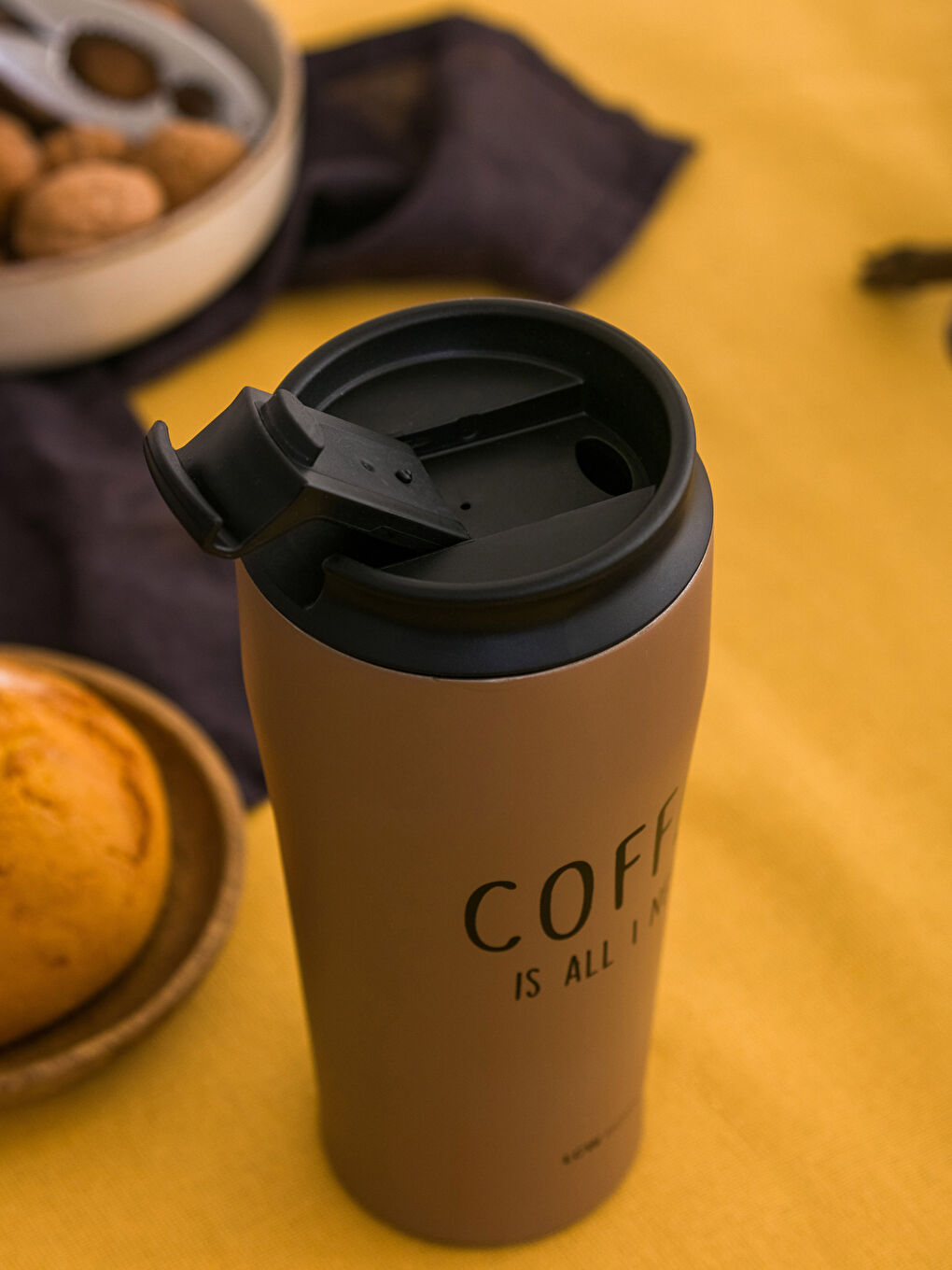 Kahverengi Baskılı Çelik Termos 400 ml-1