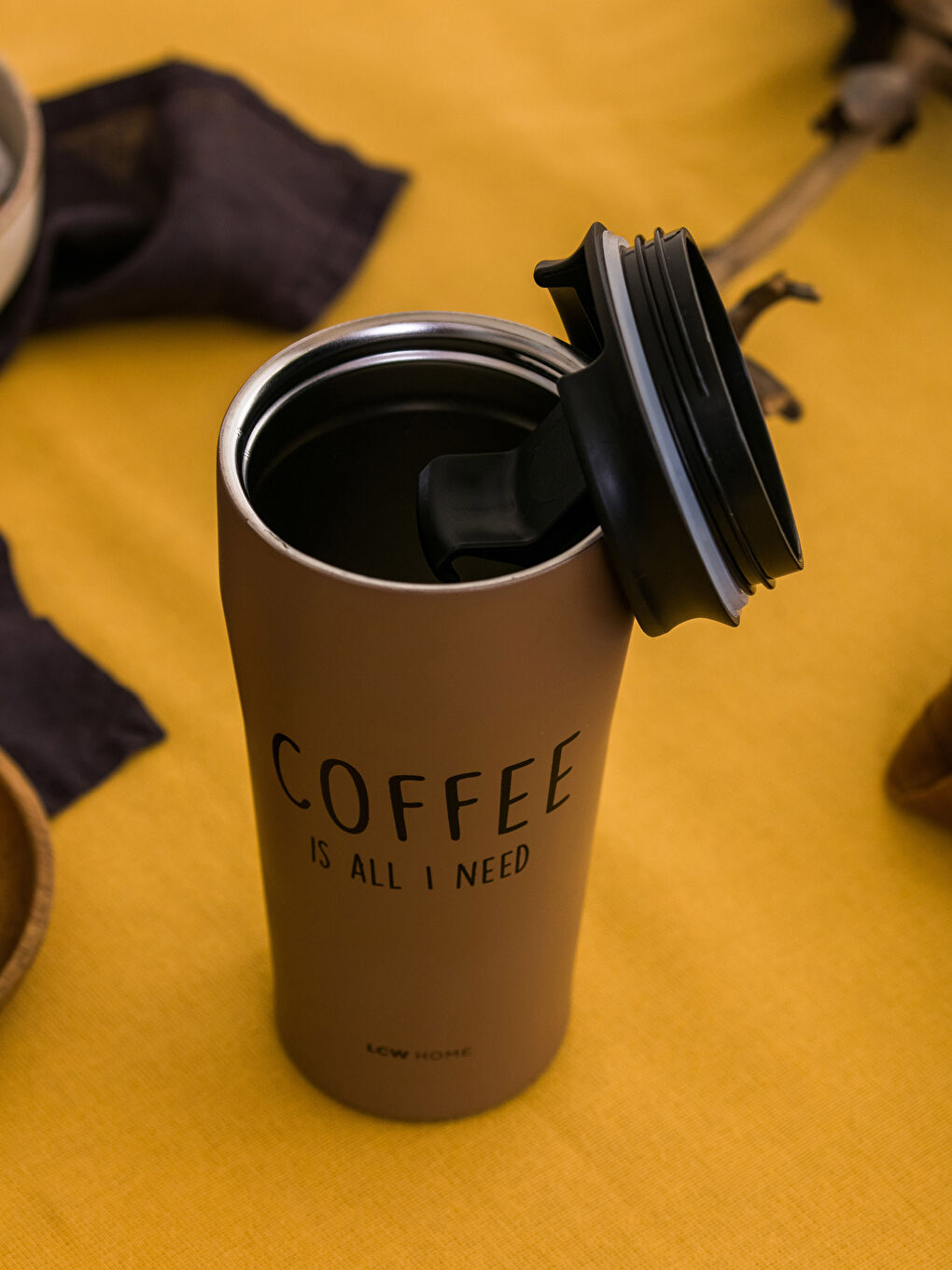 Kahverengi Baskılı Çelik Termos 400 ml-2