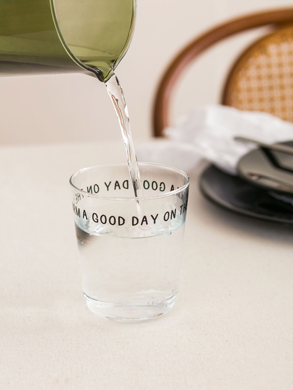 Siyah Baskılı Cam Bardak 3'lü 315 ml-1