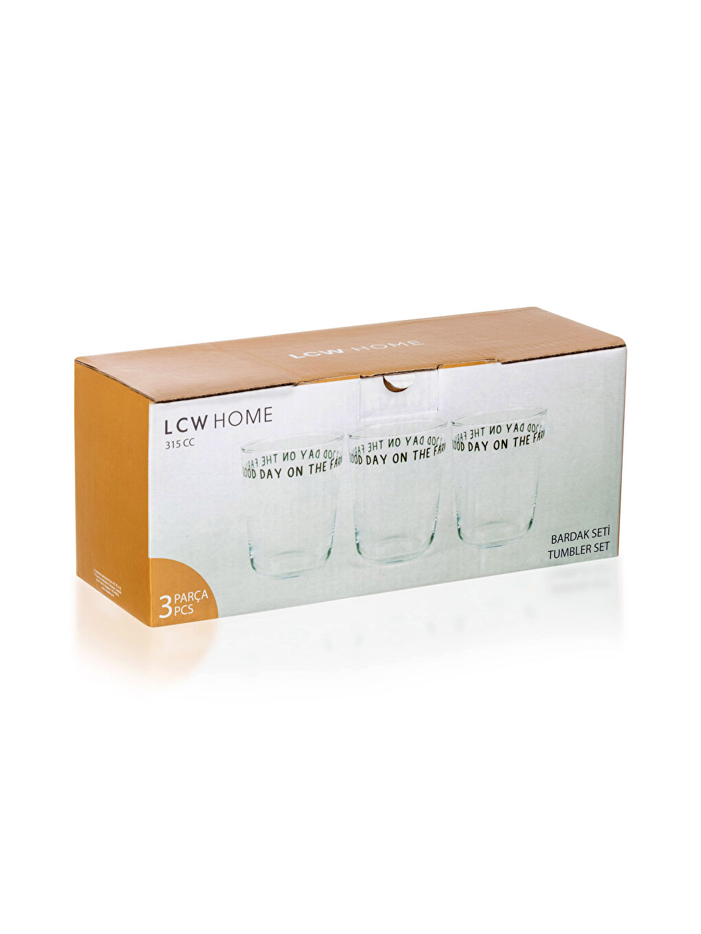 Siyah Baskılı Cam Bardak 3'lü 315 ml-3