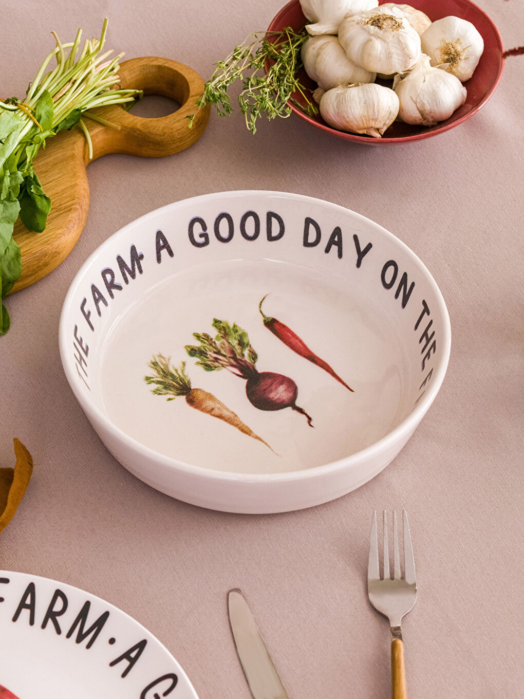 Karışık Baskılı Seramik Salata Kasesi