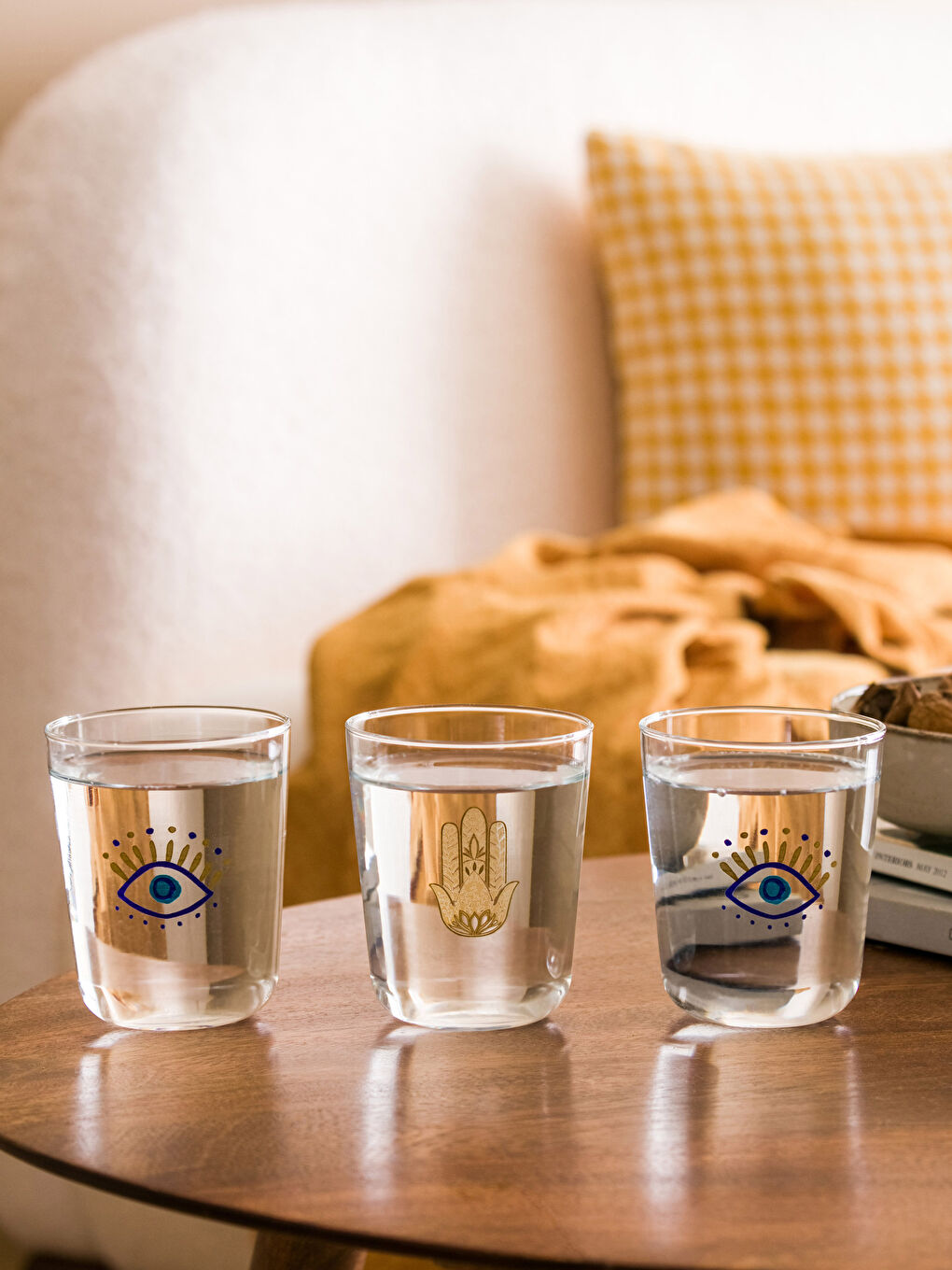 Mavi Baskılı Cam Bardak 3'lü 315 ml