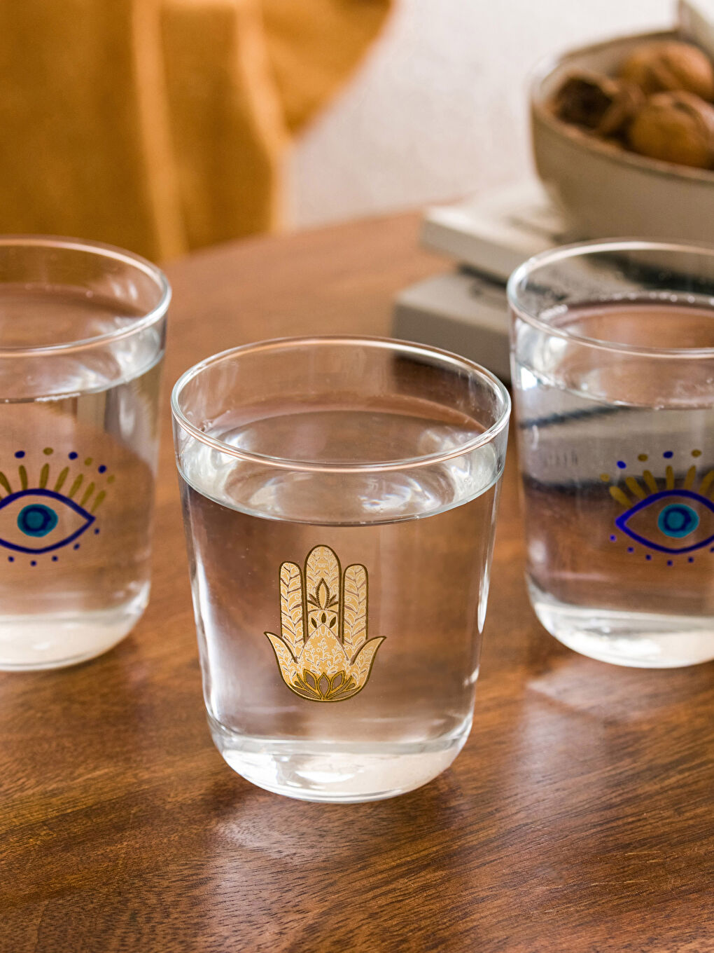 Mavi Baskılı Cam Bardak 3'lü 315 ml-2