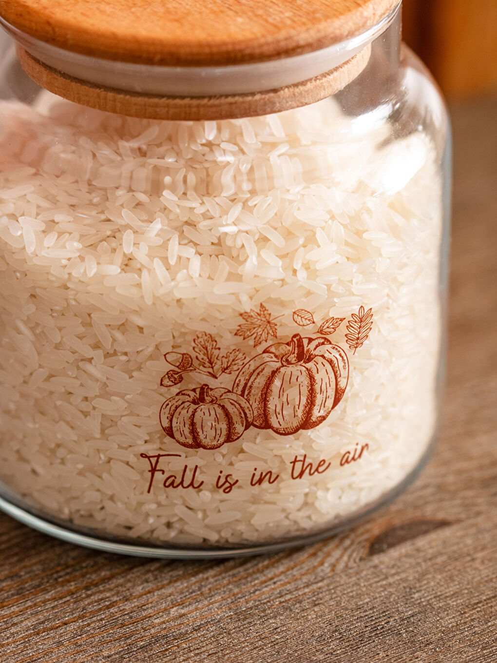 LCW HOME Printed Glass Jar With Wooden Lid 635 Ml -W2G405Z8-SJB