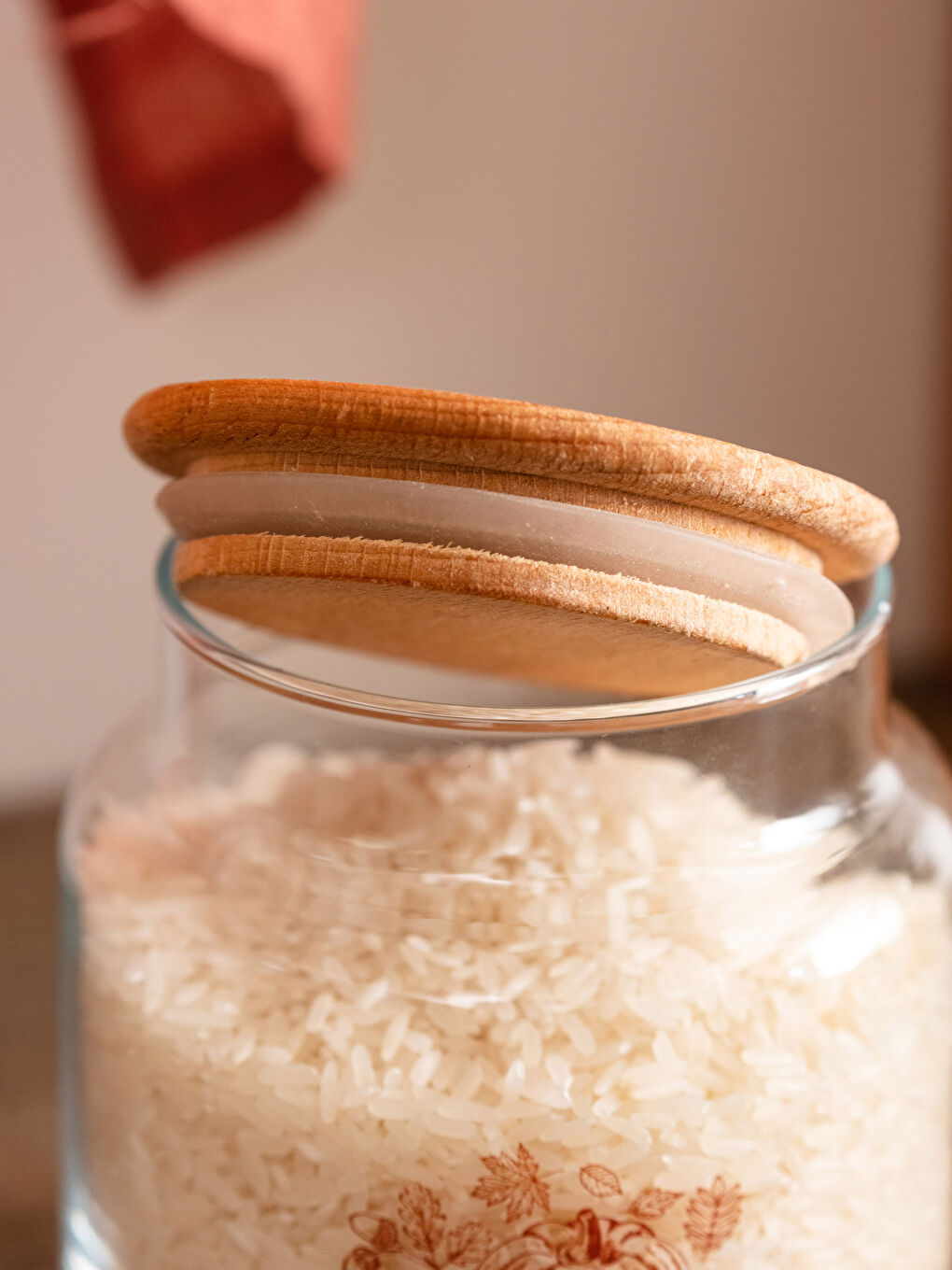 LCW HOME Printed Glass Jar With Wooden Lid 635 Ml -W2G405Z8-SJB