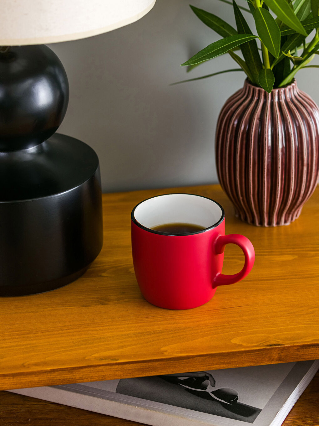 Kırmızı Düz Seramik Kupa 320 ml