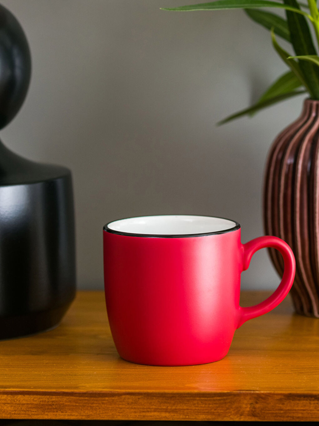 Kırmızı Düz Seramik Kupa 320 ml-1