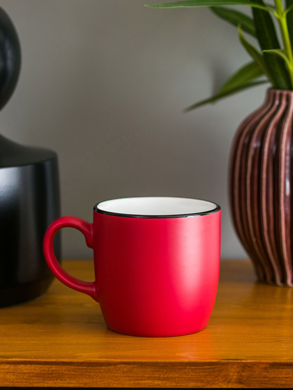 Kırmızı Düz Seramik Kupa 320 ml-2