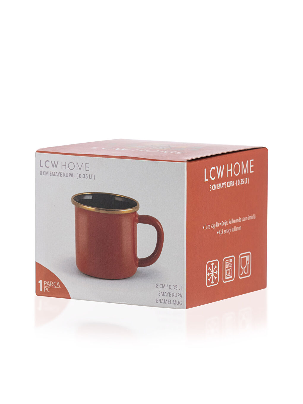 Turuncu Emaye Kupa Bardak 8 cm-2