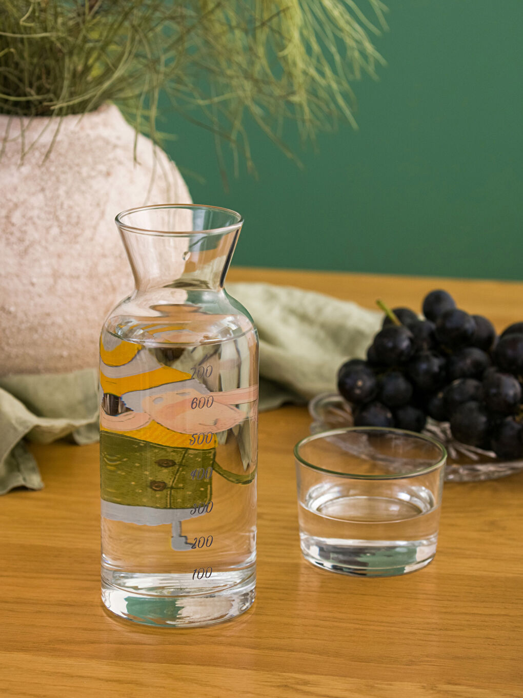 LCW HOME Printed Glass Lid Carafe Jug 700 Ml -W2G456Z8-F9C