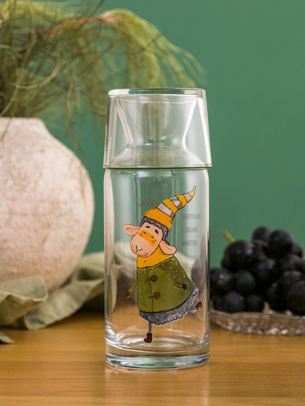 LCW HOME Printed Glass Lid Carafe Jug 700 Ml -W2G456Z8-F9C