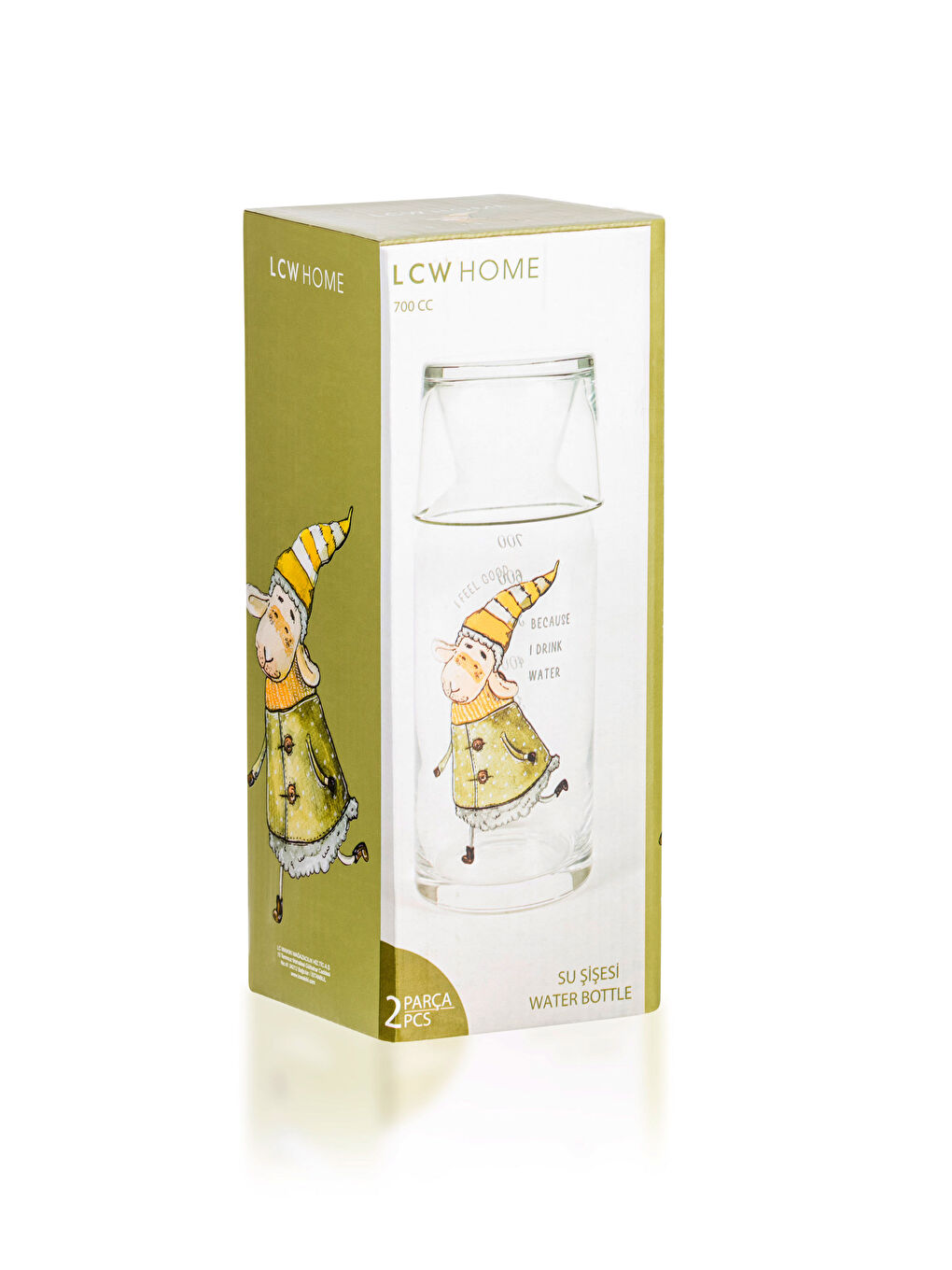 LCW HOME Printed Glass Lid Carafe Jug 700 Ml -W2G456Z8-F9C