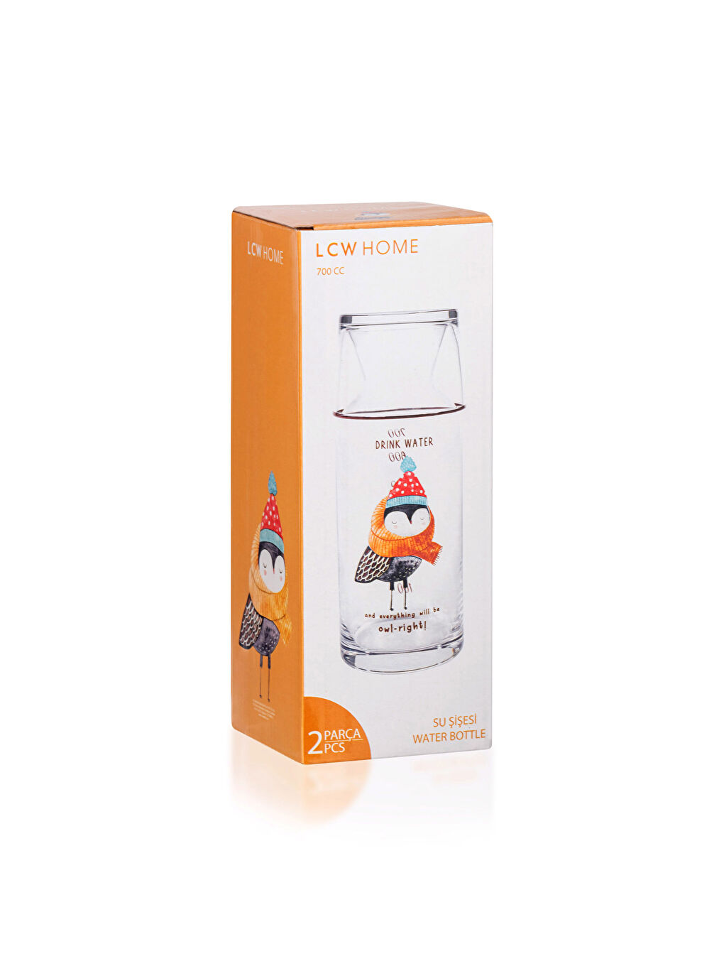 Karışık Baskılı Bardak Kapaklı Cam Karaf Sürahi 700 ml-4