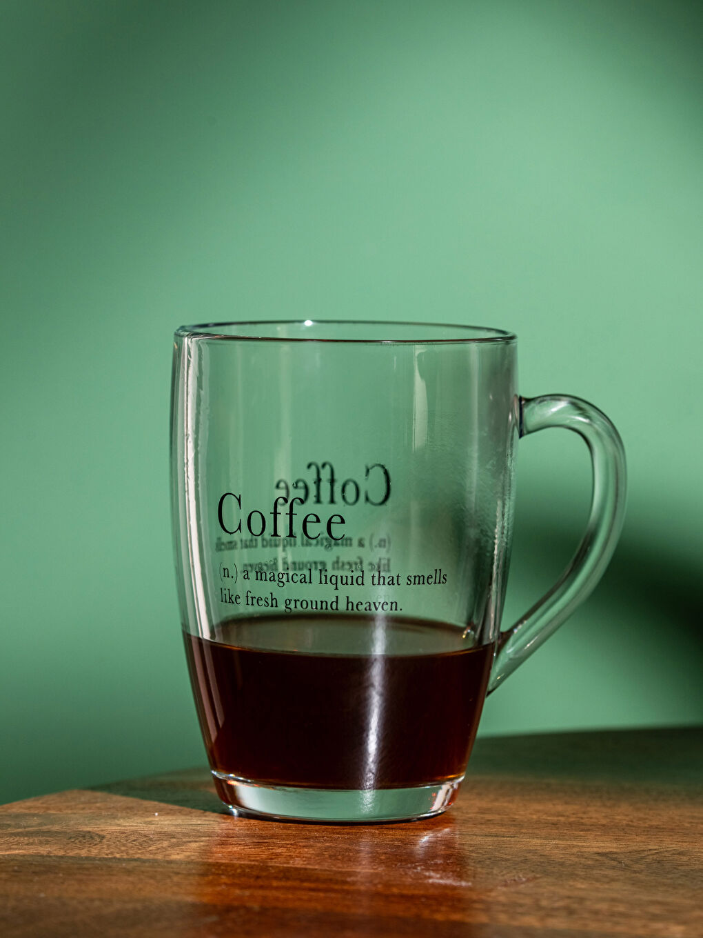 Siyah Yazı Baskılı Cam Kupa 238 ml