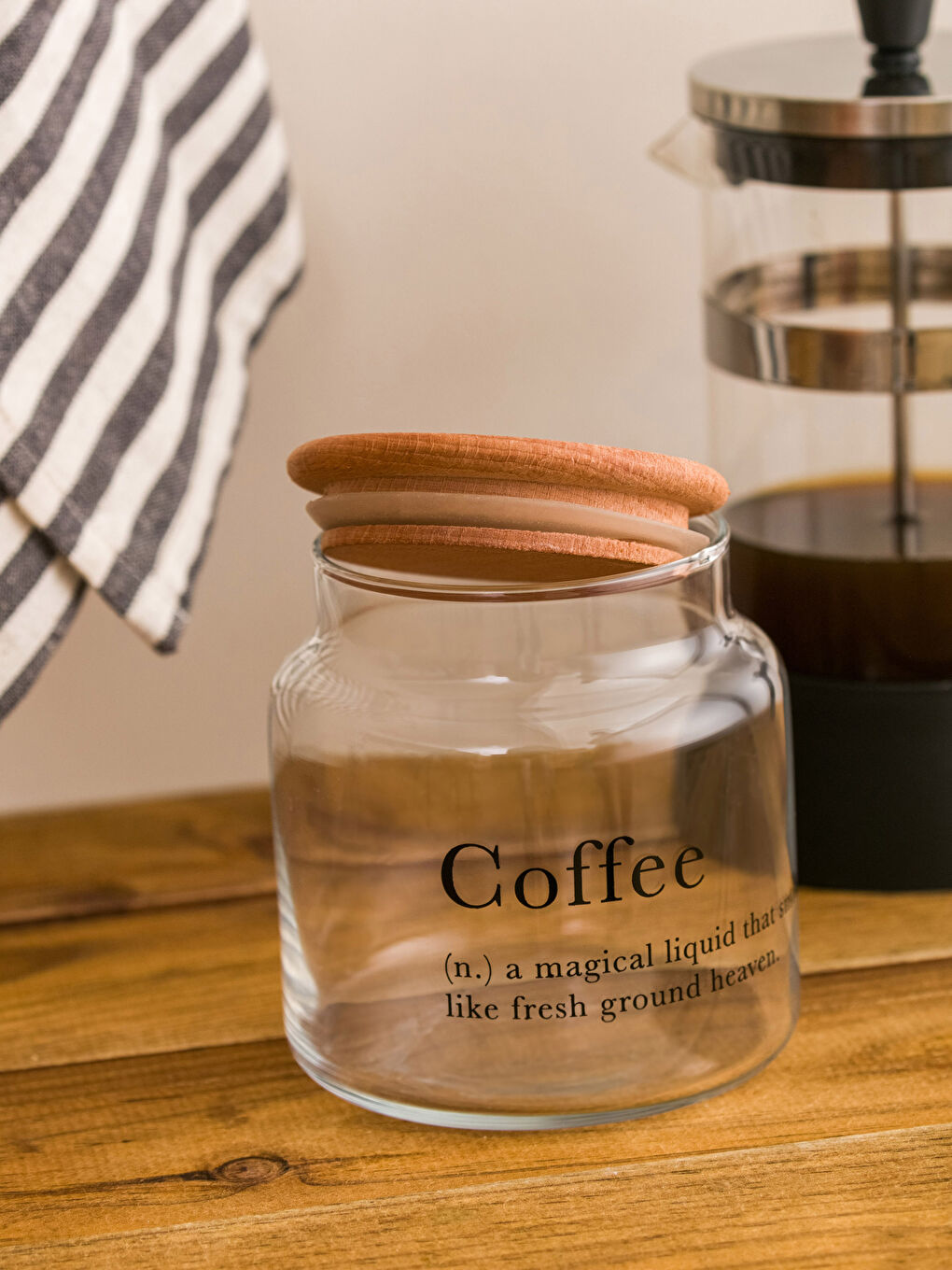 Siyah Ahşap Kapaklı Baskılı Cam Kavanoz 635 ml-2