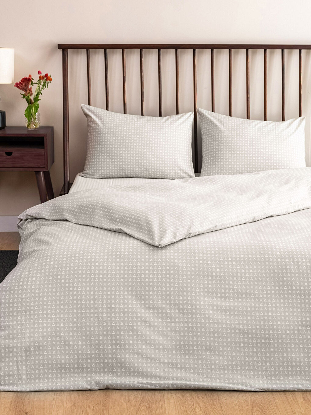 LCW HOME مجموعة غطاء لحاف مزدوج بنقشة هندسية -W2G514Z8-SM0