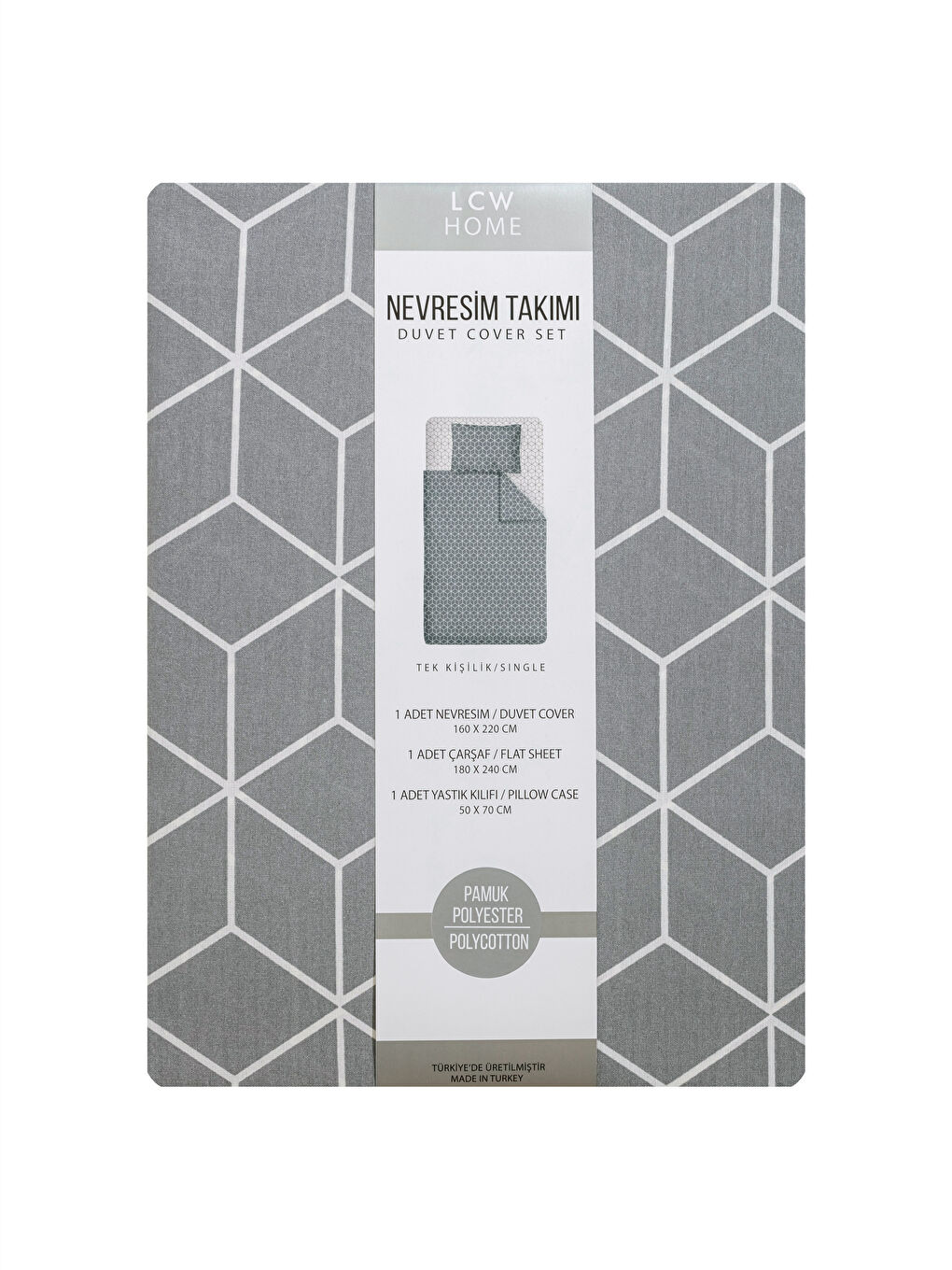 Geometric Patterned Single Duvet Cover Set -W2G522Z8-LRW
