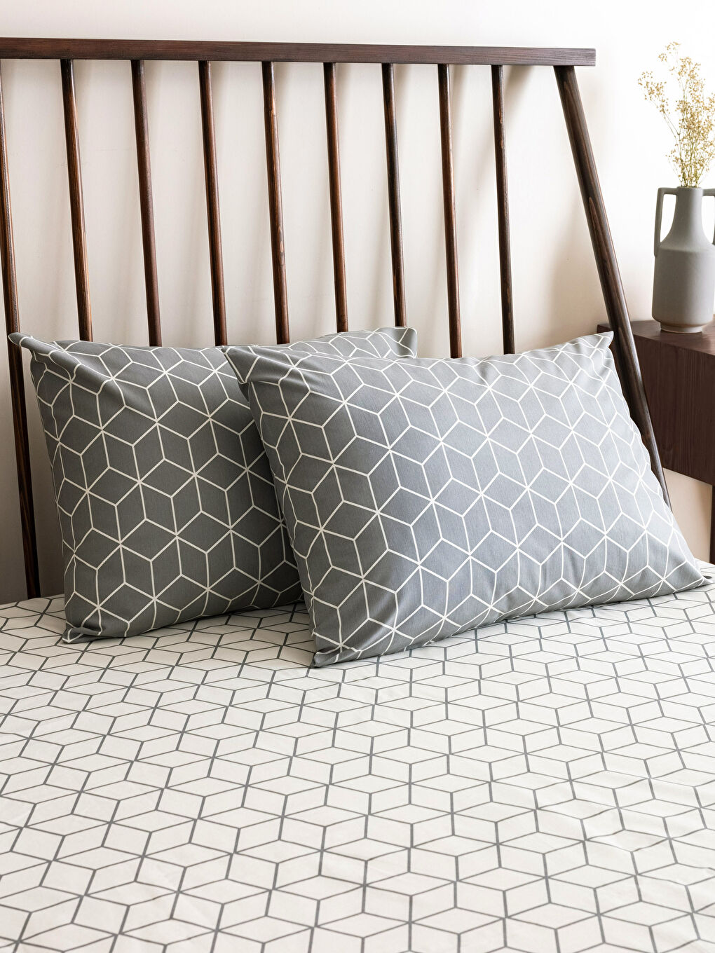 مجموعة غطاء لحاف مزدوج بنقشة هندسية-2