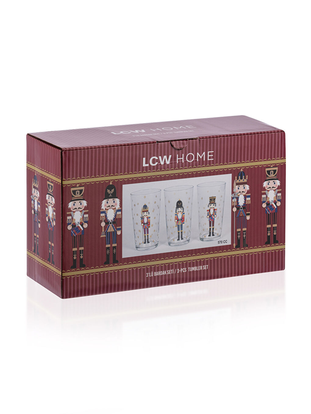 Karışık Fındıkkıran Baskılı Cam Su Bardağı 3'lü 570 Cc-3