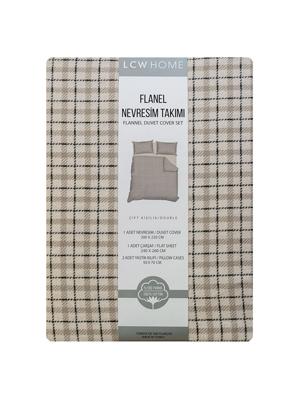 LCW HOME مجموعة غطاء لحاف مزدوج كاروهات -W2G587Z8-F9C