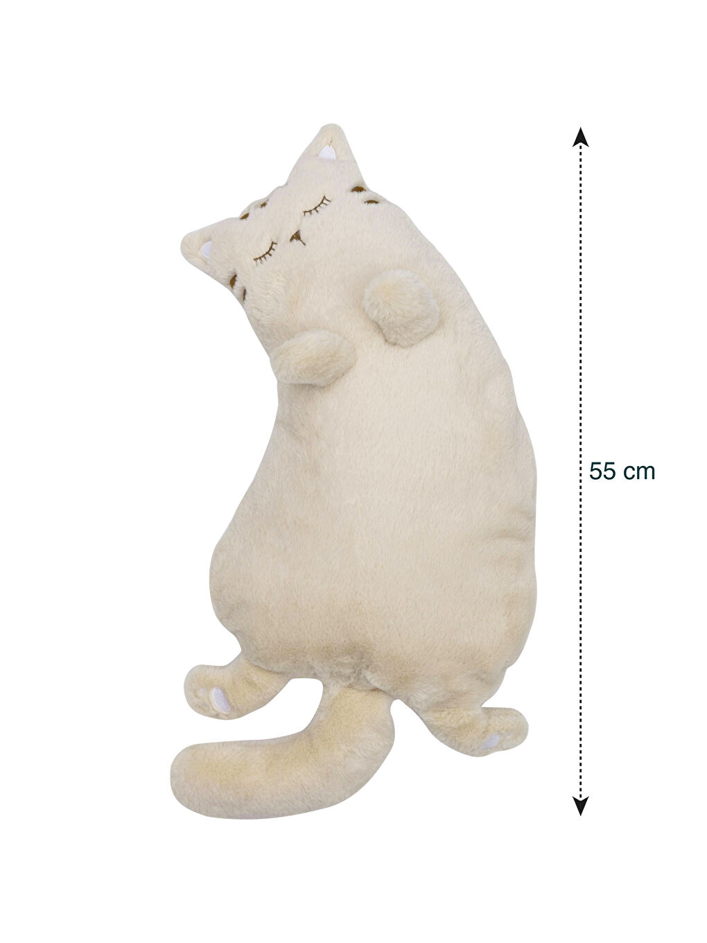 Bej Dolgulu Kedi Bebek Kırlent 55 cm-3