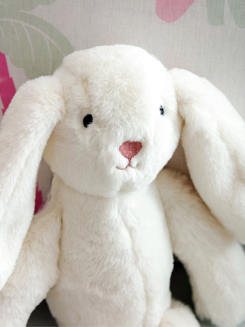 Ekru Pelüş Dolgulu Tavşan Bebek Kırlent 37 cm-2