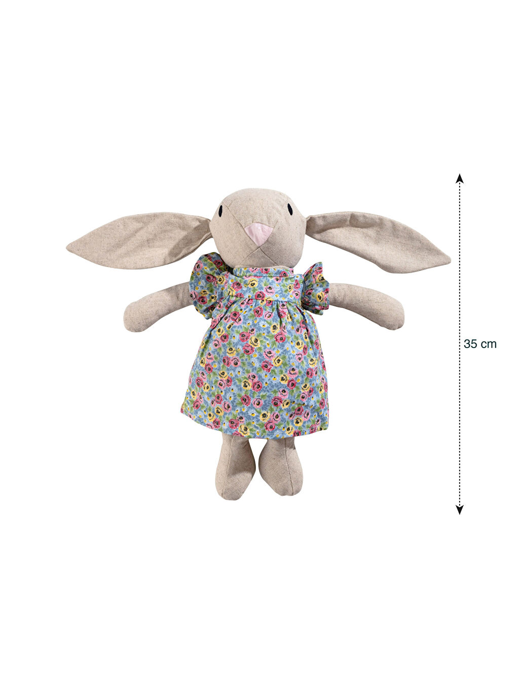 Karışık İçi Dolgulu Elbiseli Tavşan Figürlü Bebek Kırlent 35 cm-3