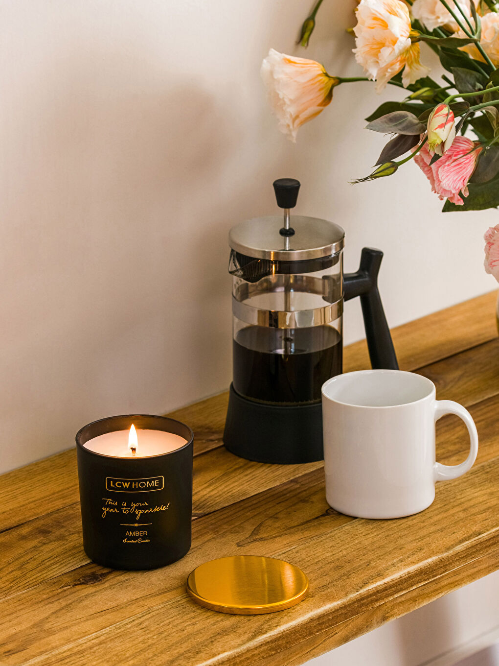 Bougie Décorative en Verre Parfumée à l'Ambre 190 Gr