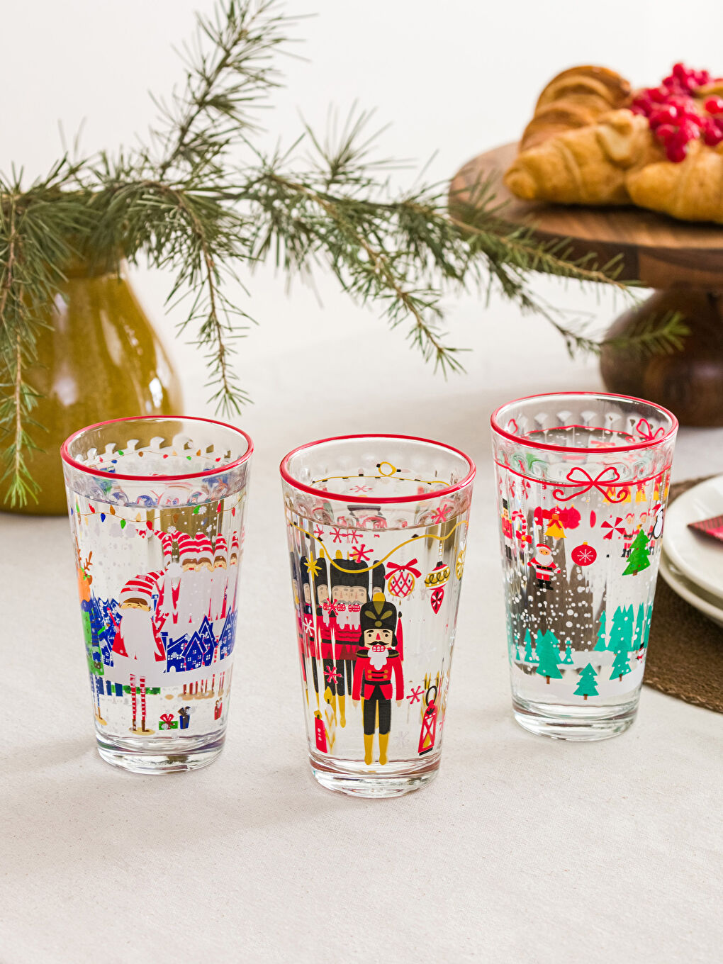 Nutcracker Printed Glass Cup 3 Pcs 365 Ml-1