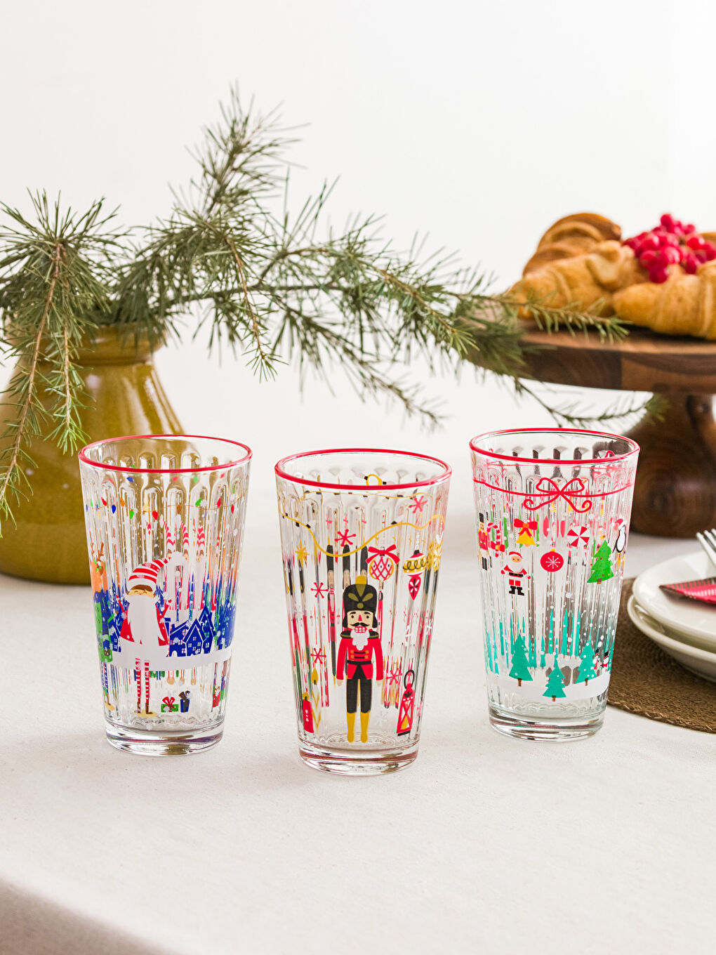 Nutcracker Printed Glass Cup 3 Pcs 365 Ml-2