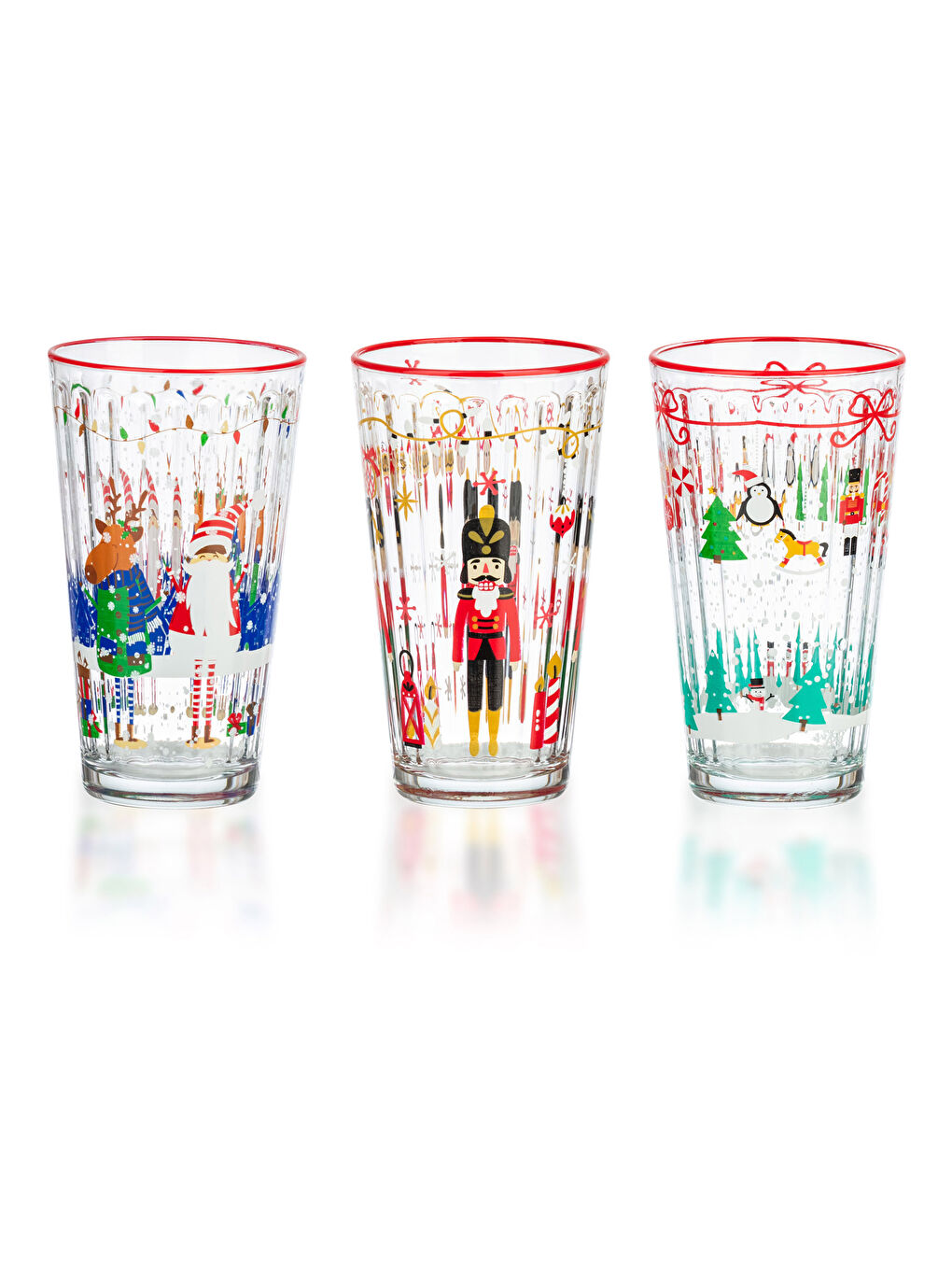 Nutcracker Printed Glass Cup 3 Pcs 365 Ml-4
