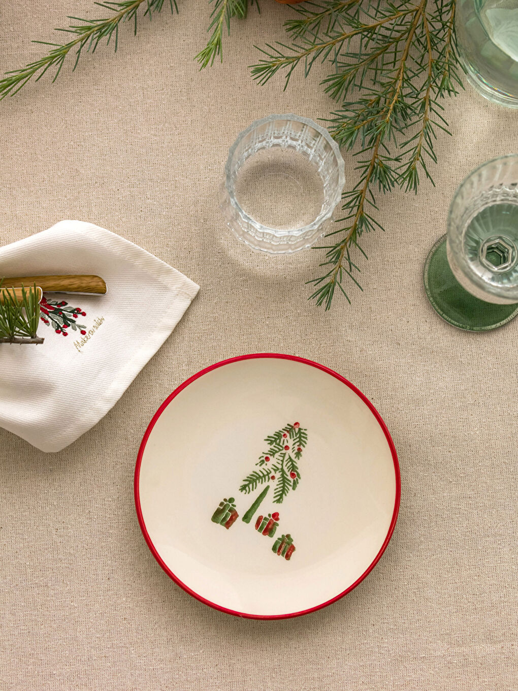 Weihnachtlicher Kuchenteller aus Keramik 16 Cm-1